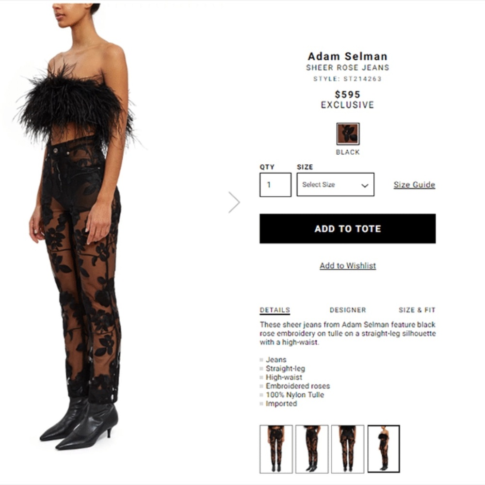 Adam Selman, Sheer Rose Jeans